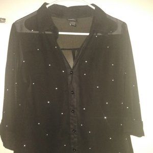 Rue 21 sheer blouse w/rhinestones size Large.